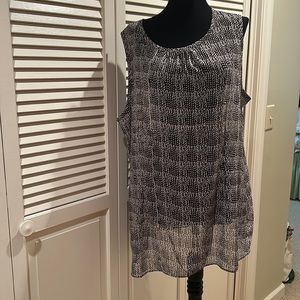 CAbi Shear Black and White Sleeveless Top